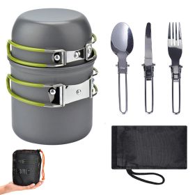 Outdoor Pot Set For 1-2 People Portable Camping Cooker With Cutlery